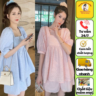 Bộ bầu xinh cộc tay thời trang dành cho momchất liệu đũi xốp  mặc trước sinh và sau sinh