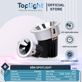 Đèn spotlight toplight cao cấp 12-18w, lòng màu trắng/ đen bóng/ đen mờ vàng