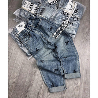 Quần bò baggy thêu nơ, quần baggy nữ, quần jean baggy nữ