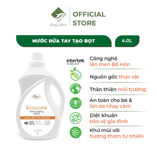 Nước rửa tay hữu cơ 4000ml hương cam ecocare , an toàn cho bé, mẹ bầu, dưỡng ẩm bảo vệ da tay