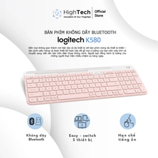Bàn phím không dây Bluetooth Logitech K580 - Kết nối đa thiết bị, mảnh gọn, PC/ iPad
