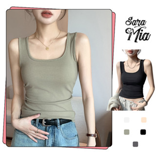 Áo ba lỗ nữ SARAMIA áo hai dây cổ vuông thun tăm màu trắng đen thoáng mát ôn dáng Q9