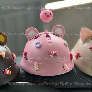 Nón bảo hiểm bo tròn kiểu dáng mũ cối cho Bé Tặng kèm Tai mèo tai gấu Và chamr Stick cute - Mũ cho bé 2 -10 tuổi cao cấp