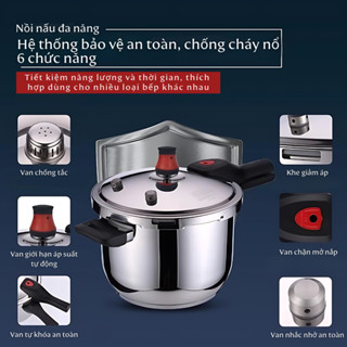 Nồi Áp Suất Bếp Từ Inox 304 Đa Năng, Size 22cm, Nồi Áp Suất Điện Tay Cầm Ninh Hầm Nhanh Chóng Chống Bỏng X569
