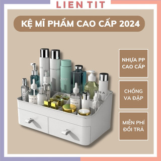 Kệ Đựng Mĩ Phẩm Để Bàn, Hộp Đựng Mỹ Phẩm Đồ Trang Điểm Skincare Nhựa Cao Cấp Có Khay Ngăn Kéo Tiện Lợi