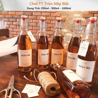 Chai Thủy Tinh Tròn Nắp Bật 500ml