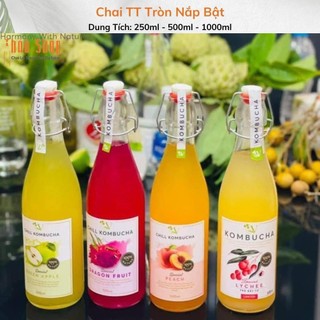 Chai Thủy Tinh Tròn Nắp Bật 500ml