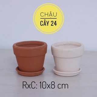 Chậu đất nung 10x8 cm (KÈM DĨA LÓT) trồng sen đá, xương rồng, cây cảnh mini