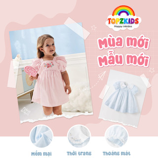 Váy DUDU CREAM, váy hè cotton mềm mại thoáng mát, thấm hút mồ hôi  cổ sen thêu hoa đáng yêu cho bé gái  - TOPZKIDS