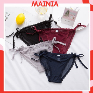 [ CÓ BIGSIZE  ] Quần Lót Nữ Ren Lưới Kiểu Cột Nơ Quần Chíp Lưới Sexy Cao Cấp Loại 1 Mainia Shop