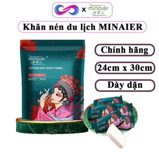 Khăn giấy nén du lịch, khăn nén rửa mặt cotton MINAIER cao cấp thiết kế hình viên kẹo chữ nhật đa năng tiện lợi.