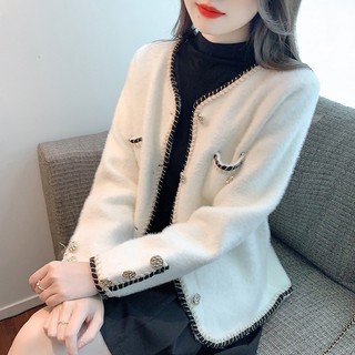 Áo khoác len lông thỏ mịn dày dặn kiểu dáng sang trọng