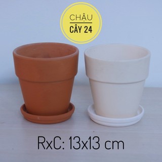 Chậu đất nung trồng sen đá 13x13 cm (KÈM DĨA LÓT) chậu cây mini, xương rồng