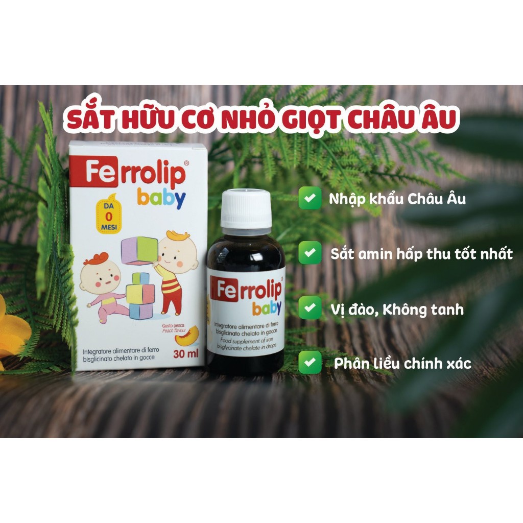 Sắt Siro Ferrolip Baby Vị Đào Thơm Ngon Cho Bé Lọ 30 ML