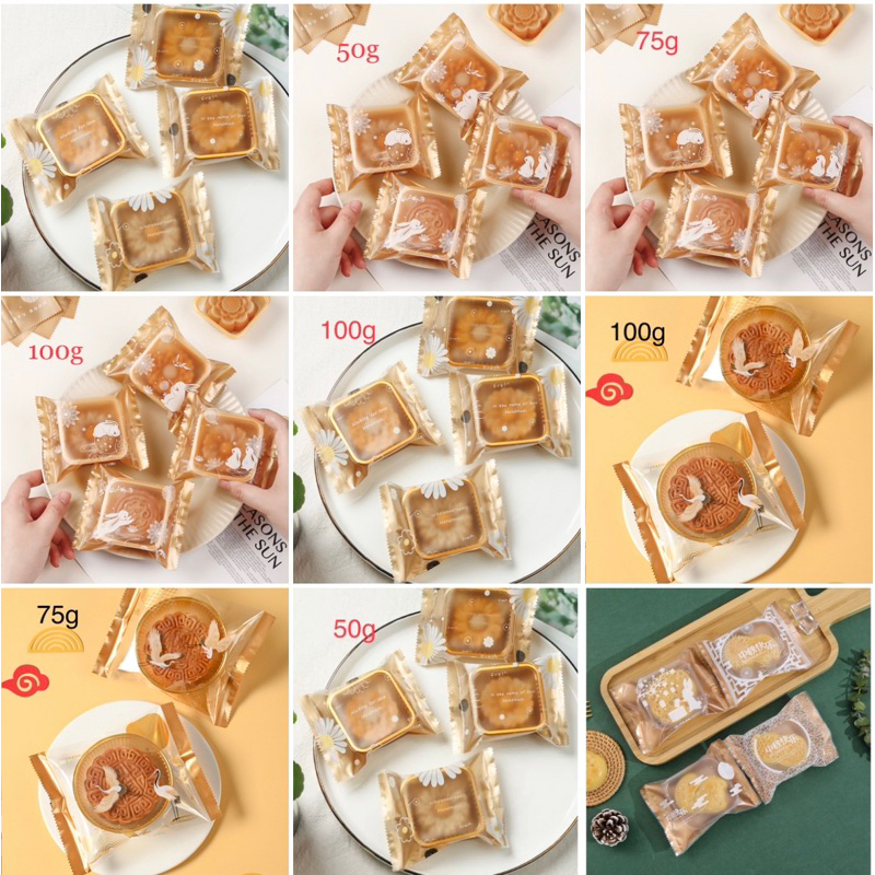 Khay túi đựng bánh trung thu 100g nhiều mẫu (100c)
