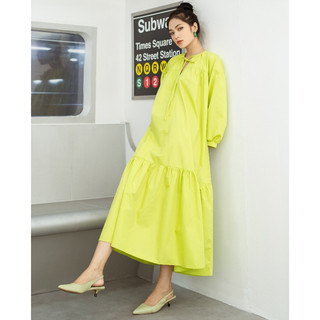 Đầm babydoll xanh chuối non NGADO , đầm nữ , Đầm phom rộng , Đầm suông