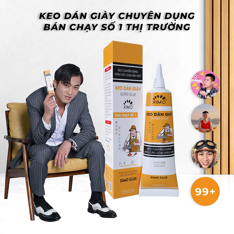 Keo dán giày dép trong suốt siêu dính, keo dán giày thể thao dùng nhiệt không hư tổn da XIMO KDG06