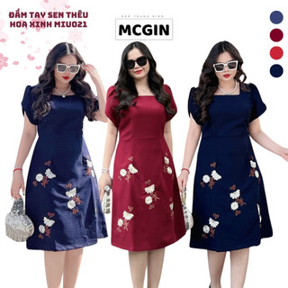 [MIU021] Đầm Trung Niên Cao Cấp MCGIN | Thiết kế tay sen thêu hoa trẻ trung sang trọng chất liệu vải thoáng mát