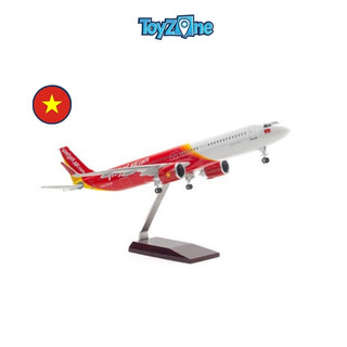 Mô hình máy bay Airbus Vietjet Air 47cm lắp ráp có đèn Everfly VG93