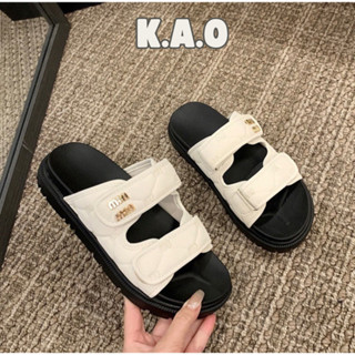 Dép Lê Nữ Đế Dày Minmin Quai Trám Phồng Cực Xinh, Sandal Nữ Đế Bằng Miu Đế Mềm Êm Cao 3cm