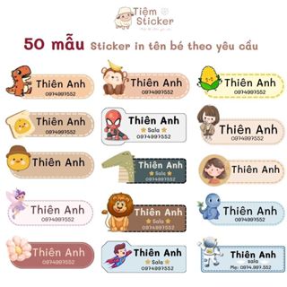 Sticker in tên bé theo yêu cầu mã U51 - U100 (50 mẫu) ủi lên quần áo, chăn mền,...cho các bé mầm non