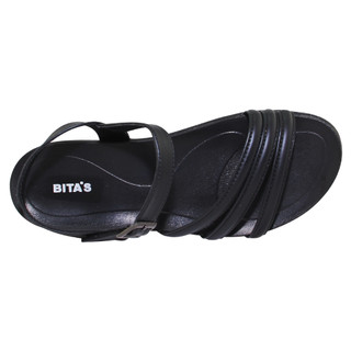 Sandal đế bằng nữ Bita's SHANA.06 (Beige + Đen + Xanh biển)