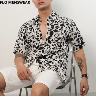 Áo sơ mi nam đi biển hoạ tiết hoa lá FOREST chất lụa Mango không nhăn -FLO Menswear
