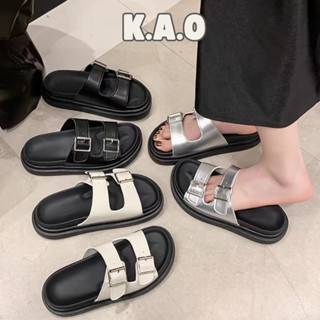 Dép Nữ 2 Quai Ngang Có Khuy Cài Sandal Đi Học Cao Cấp Phong Cách Đơn Giản Đế Dày Trống Trơn Trượt - Tiệm Nhà KAO
