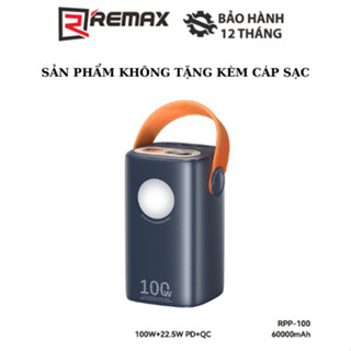 Pin Dự Phòng REMAX RPP-100 60000mAh 3 Cổng USB 2 Cổng Type C Sạc Nhanh QC3.0 PD 100W Sạc Được Laptop và Tích Hợp Đèn Pin