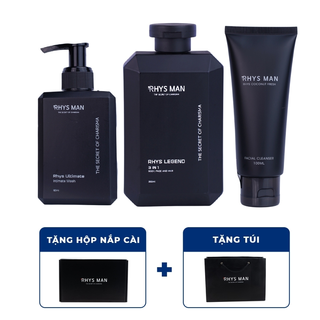 RHYS MAN COMBO sữa tắm gội & sửa rửa mặt & dung dịch vệ sinh(3 sản phẩm)