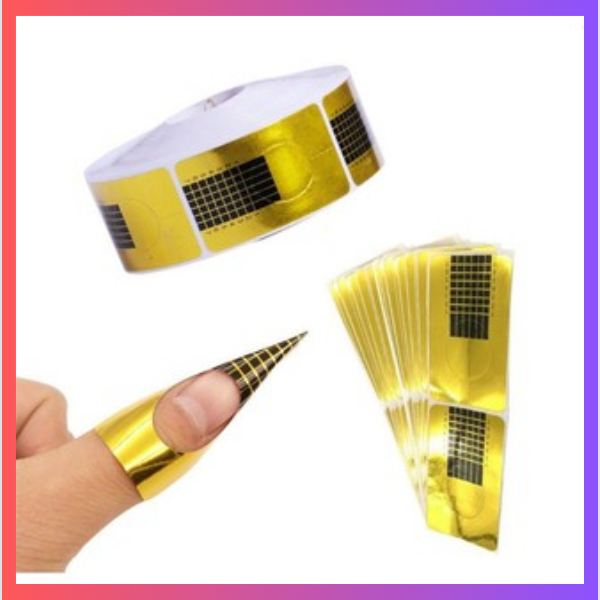 Cuộn 100 miếng Form Giấy Đắp Bột, Đắp Gel, Nối Móng