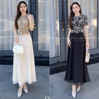 C932 leoswearing set váy xòe dáng dài