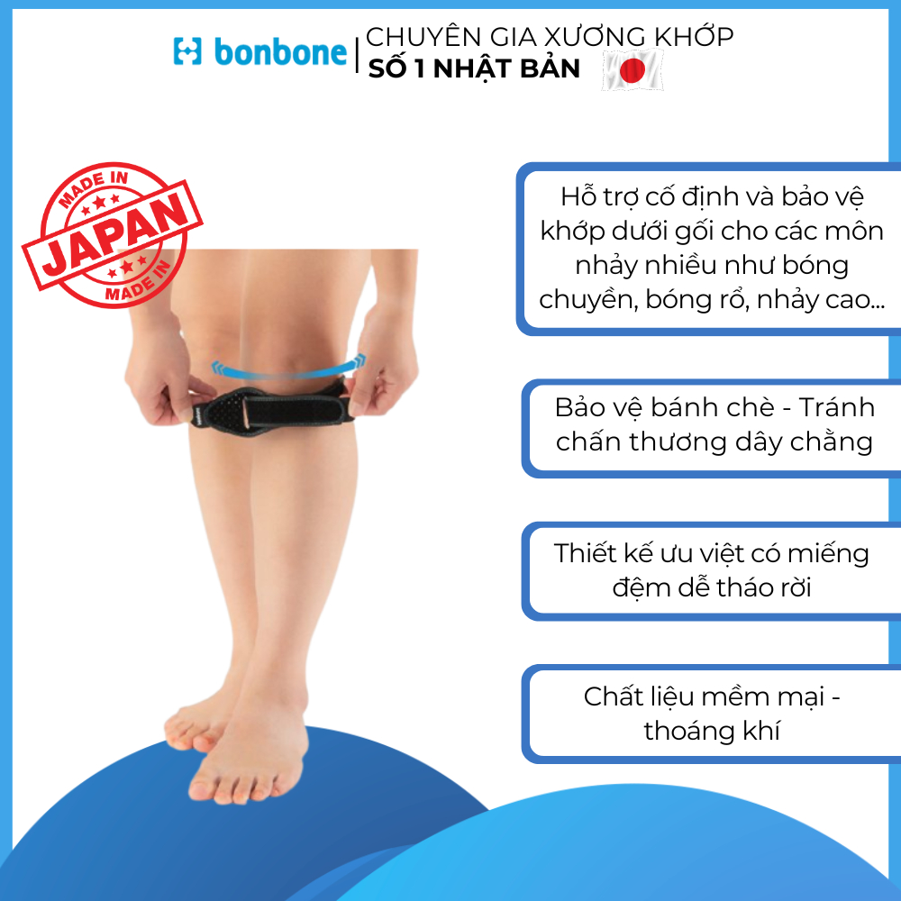Đai Cố Định Khớp Dưới Gối bonbone Osgood Band Giảm Áp Lực Lên Đầu Gối Khi Thực Hiện Thao Tác Nhảy Nh