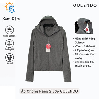 Áo chống nắng 2 lớp có che trán vành mũ tháo rời Gulendo dáng ngắn