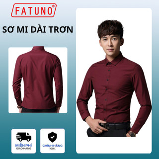 Áo sơ mi dài tay Hàn Quốc màu đỏ đô vải cotton lụa chống nhăn mềm mát