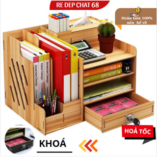 Kệ để đồ văn phòng gỗ nhiều ngăn VP02, kệ để tài liệu sách đồ dùng học tập làm bằng gỗ