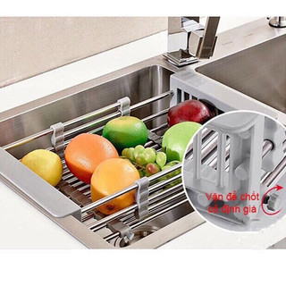 Giá để chậu rửa bát, khay để đồ chậu tiện dụng rút gọn được  (Ảnh thật)