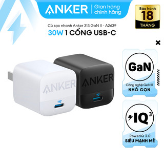 Củ Sạc Nhanh ANKER 313 GaN II 30W - 1C - Công nghệ PowerIQ 3.0 tương thích PD/PPS -  A2639