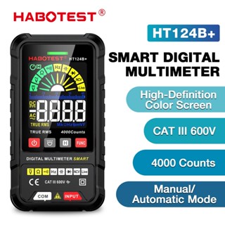HABOTEST HT124 Đồng hồ vạn năng kỹ thuật số thông minh 600V AC/DC Voltage Meter 4000 Count True Mean Square Root Máy đo