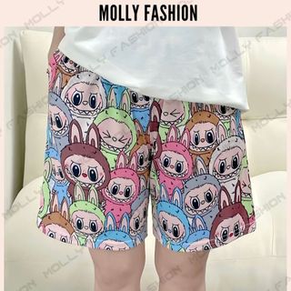 Quần đùi nữ hoạt hình MONTERS quần short nam Bigsize ống rộng mặc nhà quần ngắn đi biển Molly Fashion