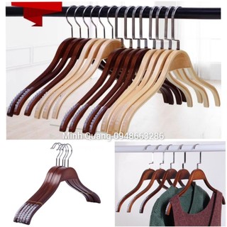 móc treo quần áo-móc gỗ tre-mắc gỗ tre màu nâu đầu móc tròn inox-chuyên dùng cho shop thời trang,...