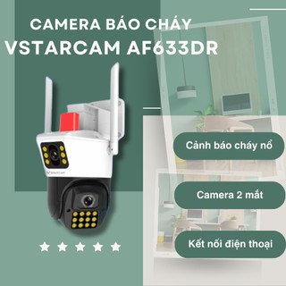 Camera giám sát báo cháy vstarcam af633dr corisu full hd 2 mắt cực rộng, báo động khói, cháy nổ bảo vệ gia đình