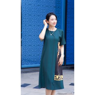 M127- Váy lụa trung niên che khuyết điểm cực tốt khi đi chơi , dự tiệc . Mã M127
