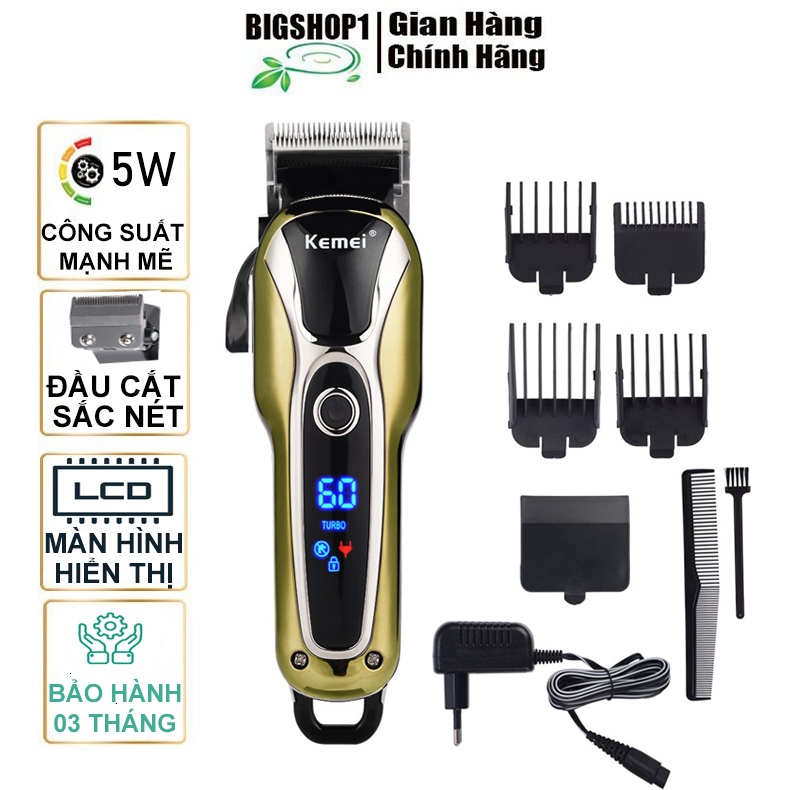 Tông Đơ Cắt Tóc Kemei KM-1990,có màn hình hiển thị pin.