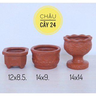 Chậu đất nung trồng cây cảnh để bàn, sen đá, xương rồng họa tiết