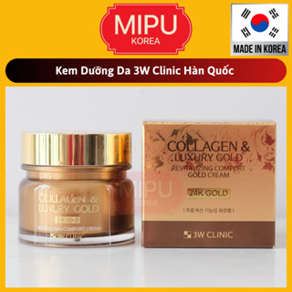 Kem Dưỡng Trắng Da 3W Clinic Hàn Quốc Ngừa Lão Hoá Tinh Chất Vàng 24K Collagen & Luxury 24K Gold Cream 100ml