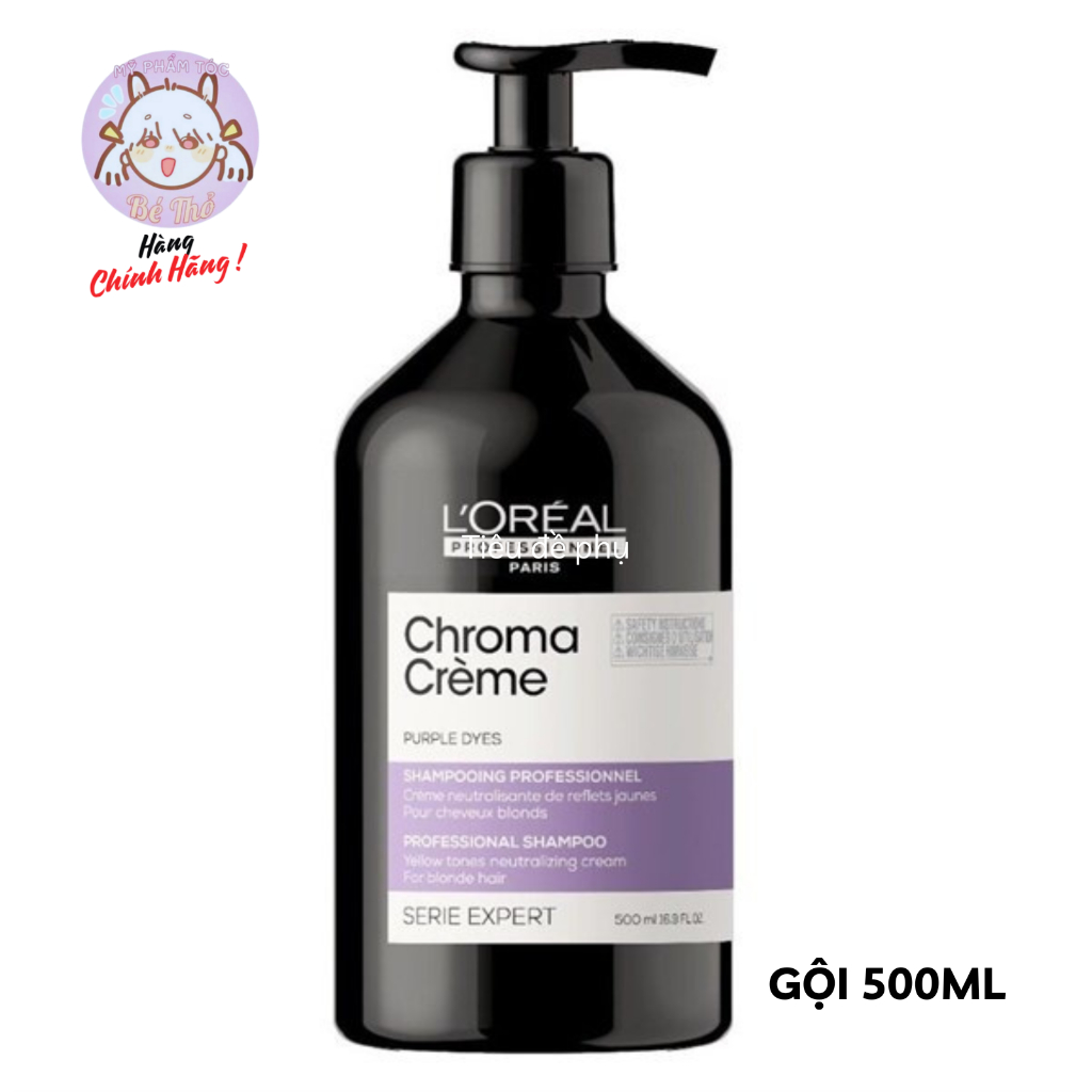 Dầu Gội Tím L'Oréal Serie Expert Chroma Creme Purple Dyes Shampoo khử ánh sáng vàng 300ml/500ML