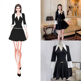 👗đầm xoè phối sơmi kèm belt