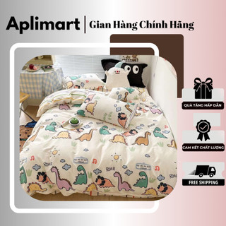 Bộ Chăn Ga Gối Cotton Living 100% Cotton Hoạt Tiết Hoa Lá - Kẻ Đa Giác - Hình Con Vật
