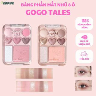 Bảng phấn mắt nhũ Gogo Tales 8 ô hình trái tim có highlight, Bảng mắt Gogo tales 3in1 kèm má hồng.